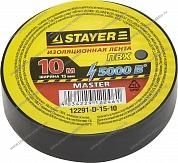 Изолента Stayr Master чёрная, ПВХ, 5000 В, 15*10 мм (12291-D-15-10)